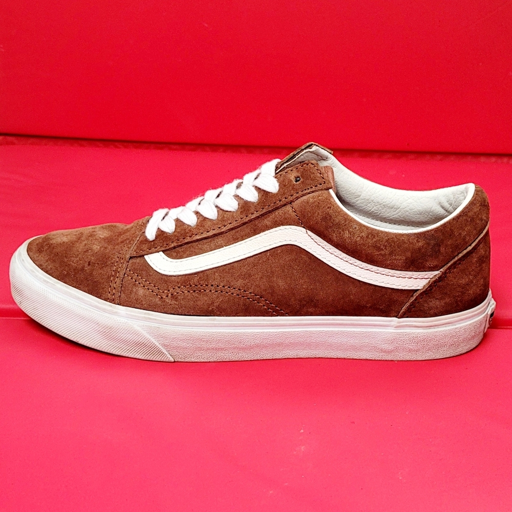 Vans Old Skool HEIQ Low Brown Suede Sneakers #507698 size Men's 9.5 / Women's 11